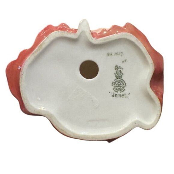 Royal Doulton Janet Figurine HN1637 Red Dress Lady Holding Basket Of Flowers - Picture 6 of 7